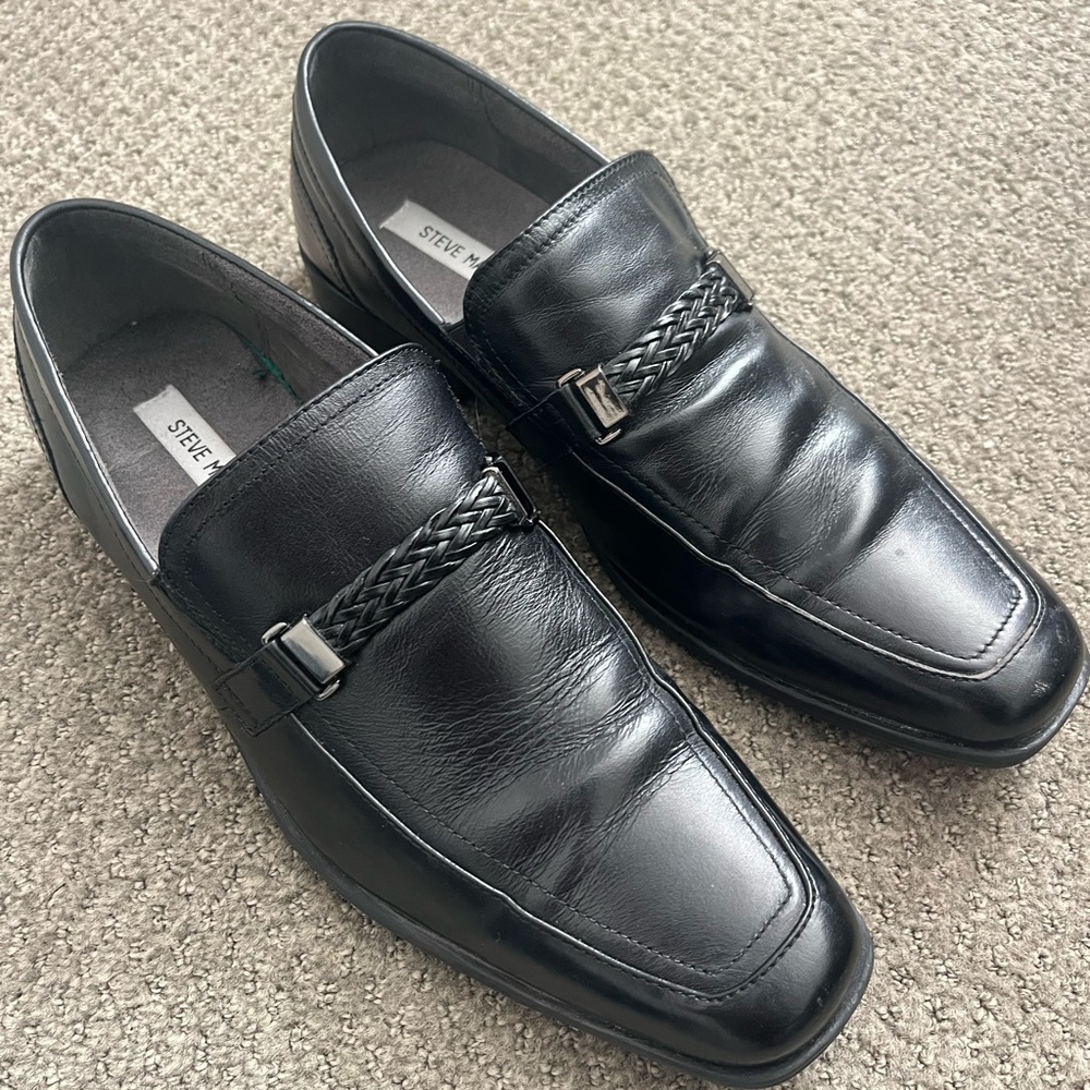 Steve Madden Men's braided strap Black Slip-On Loafers